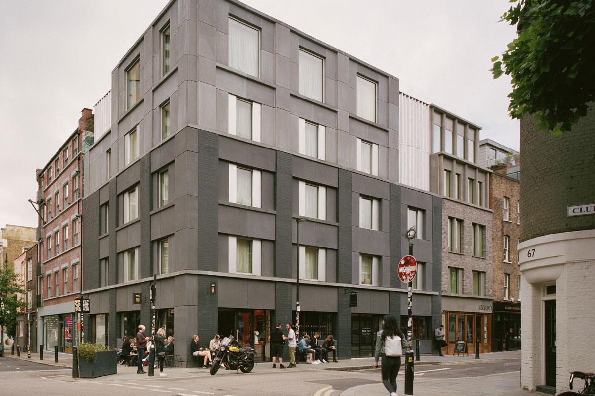 Facade of Redchurch Townhouse in Shoreditch, London